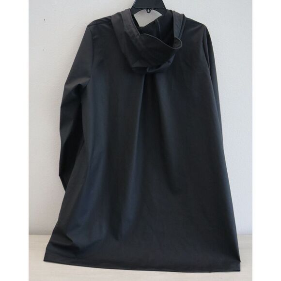 RAINS 18050 Women's Sz Large Black A-Line Hooded Rain Coat Jacket - Picture 2 of 5